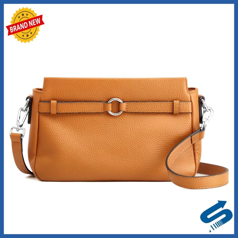 Leather Crossbody Bag Small Trendy Minimal Chic Adjustable Strap Multi